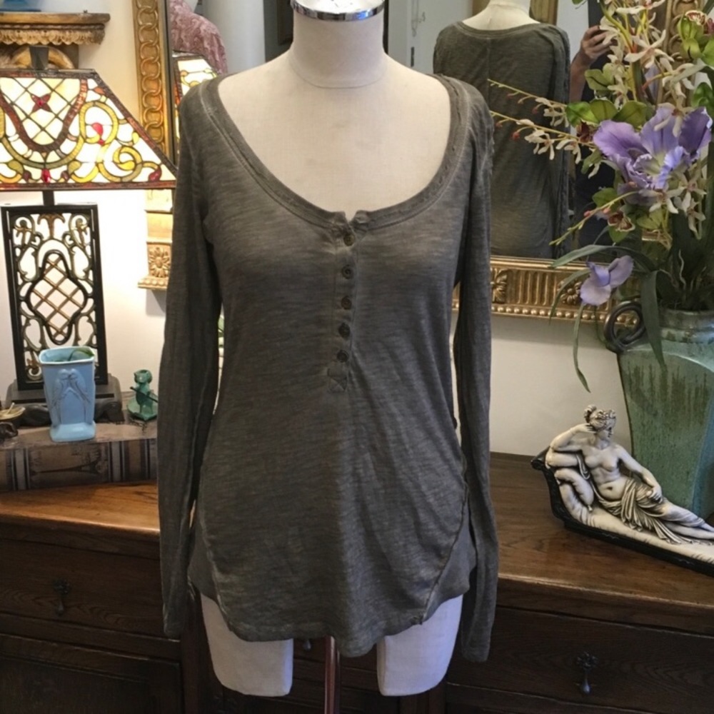 Free people lace sleeve Henley